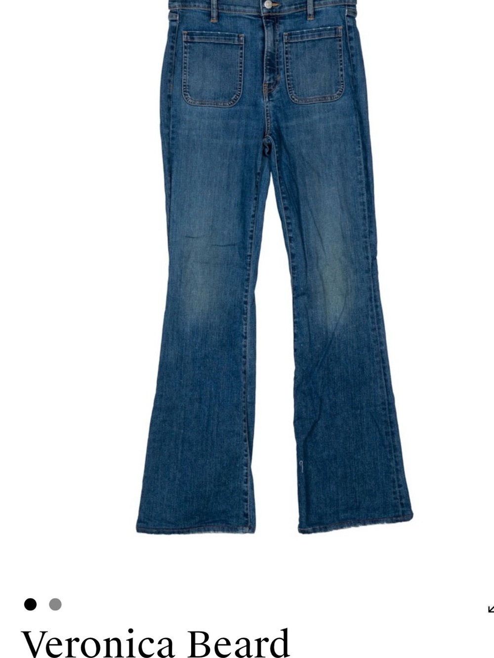 Veronica Beard Dark Blue Denim Wide-Leg Jeans with Patch Pockets